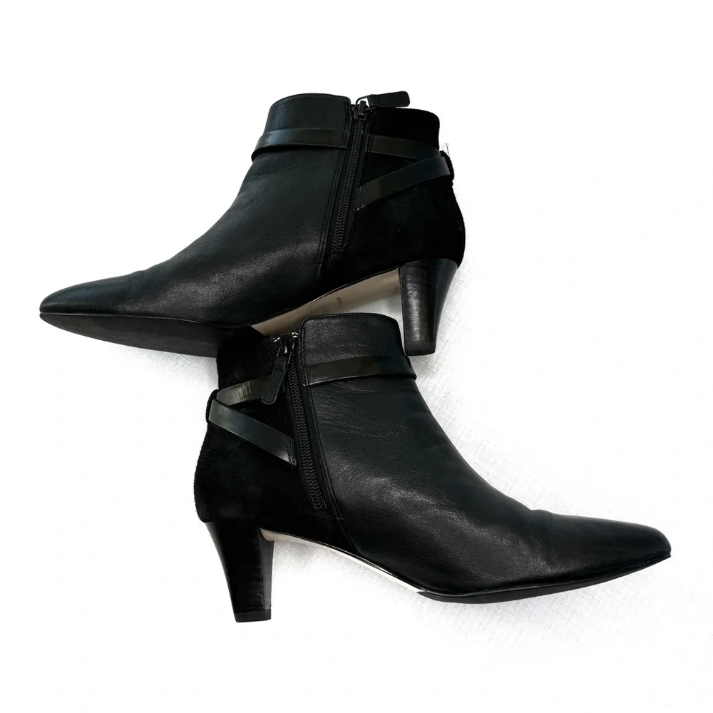 Cole Haan Black Ankle Boots with Silver Tone Buckle Sz 6-1/2